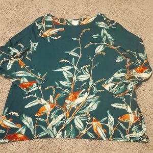 Chicos Emerald Green Floral Tunic